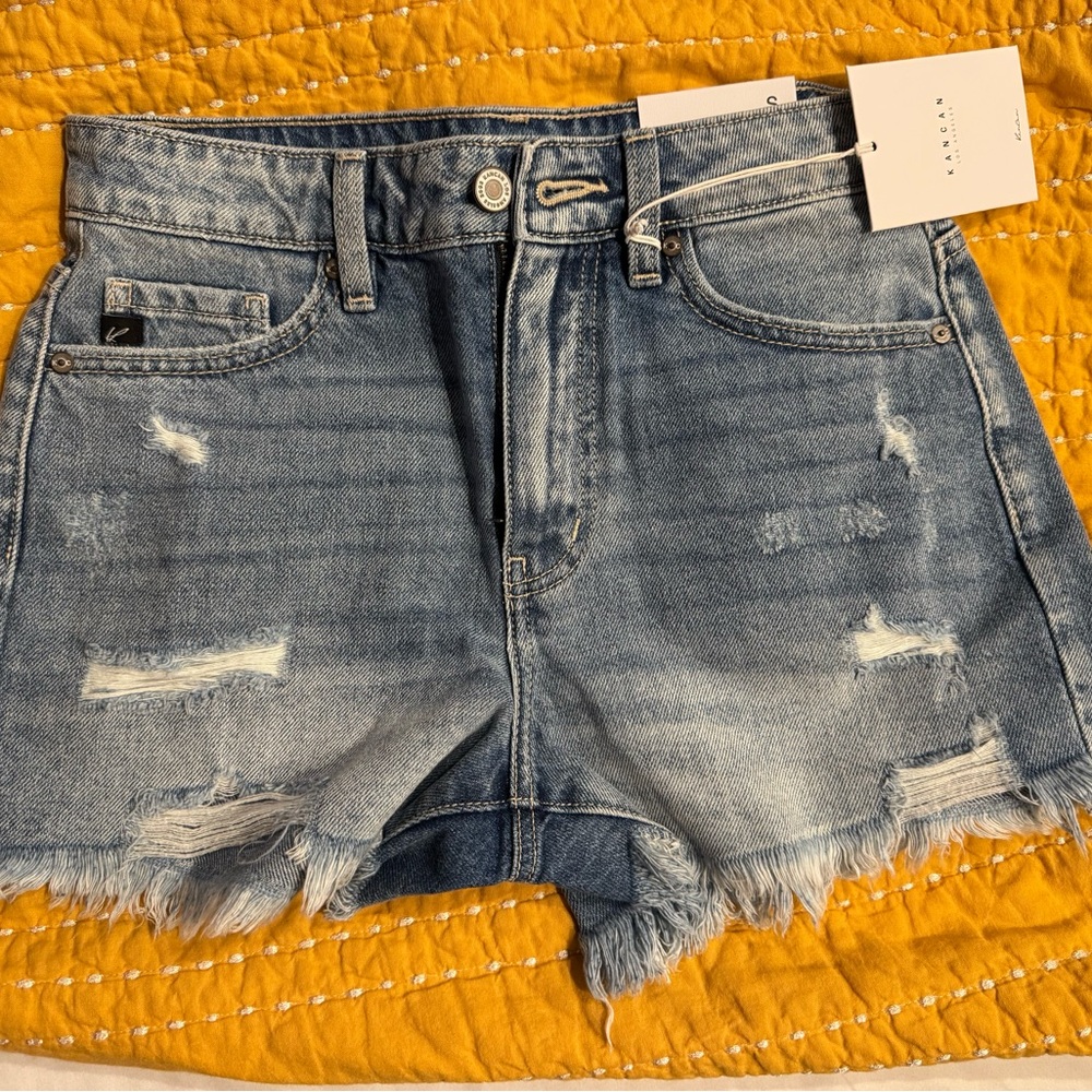 KanCan Blue Distressed Jean Shorts